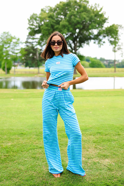 Stripe Cap Sleeve Tee - Cotton Candy