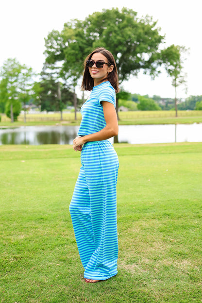 Stripe Cap Sleeve Tee - Cotton Candy