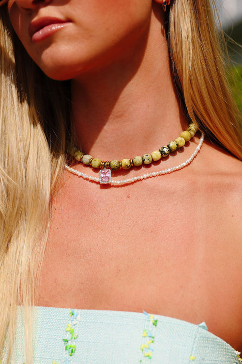 Pistachio Rose Necklace