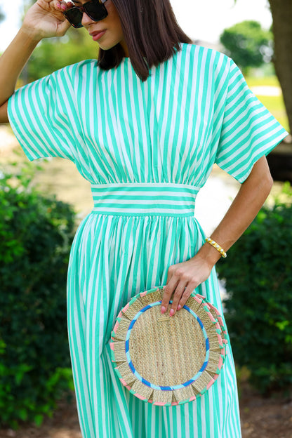 Saylor Dress - Green Stripe