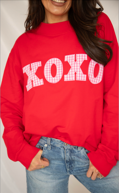 xoxo gingham mock neck