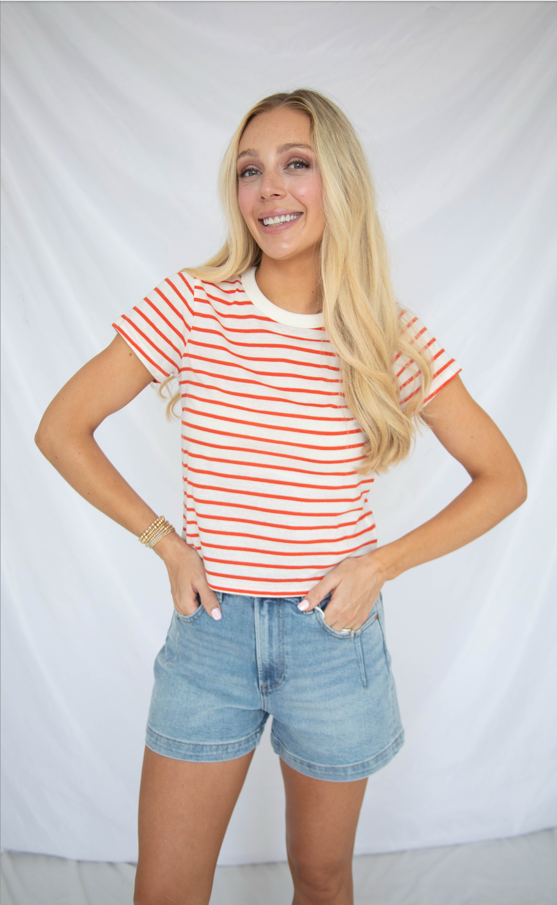 z supply: junie striped tee - lychee