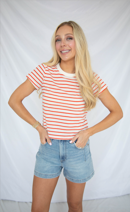 z supply: junie striped tee - lychee