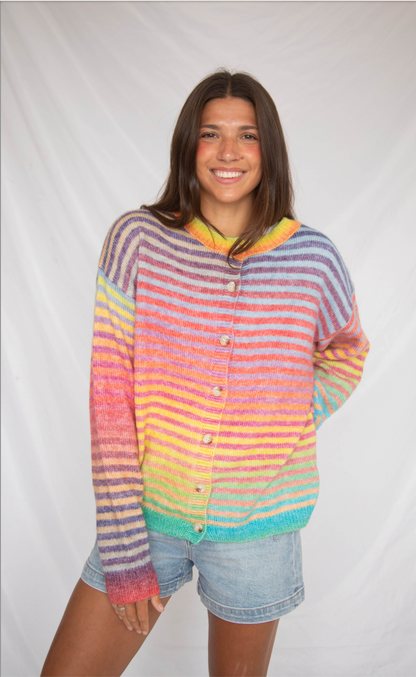 she's a rainbow cardigan sweater
