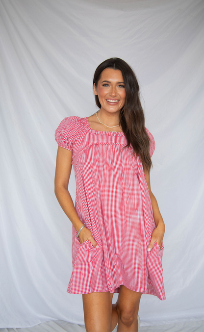 picnic date gingham mini dress