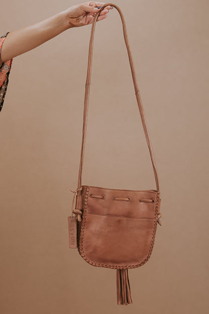 Memphis Drawstring Leather XBody, Tan