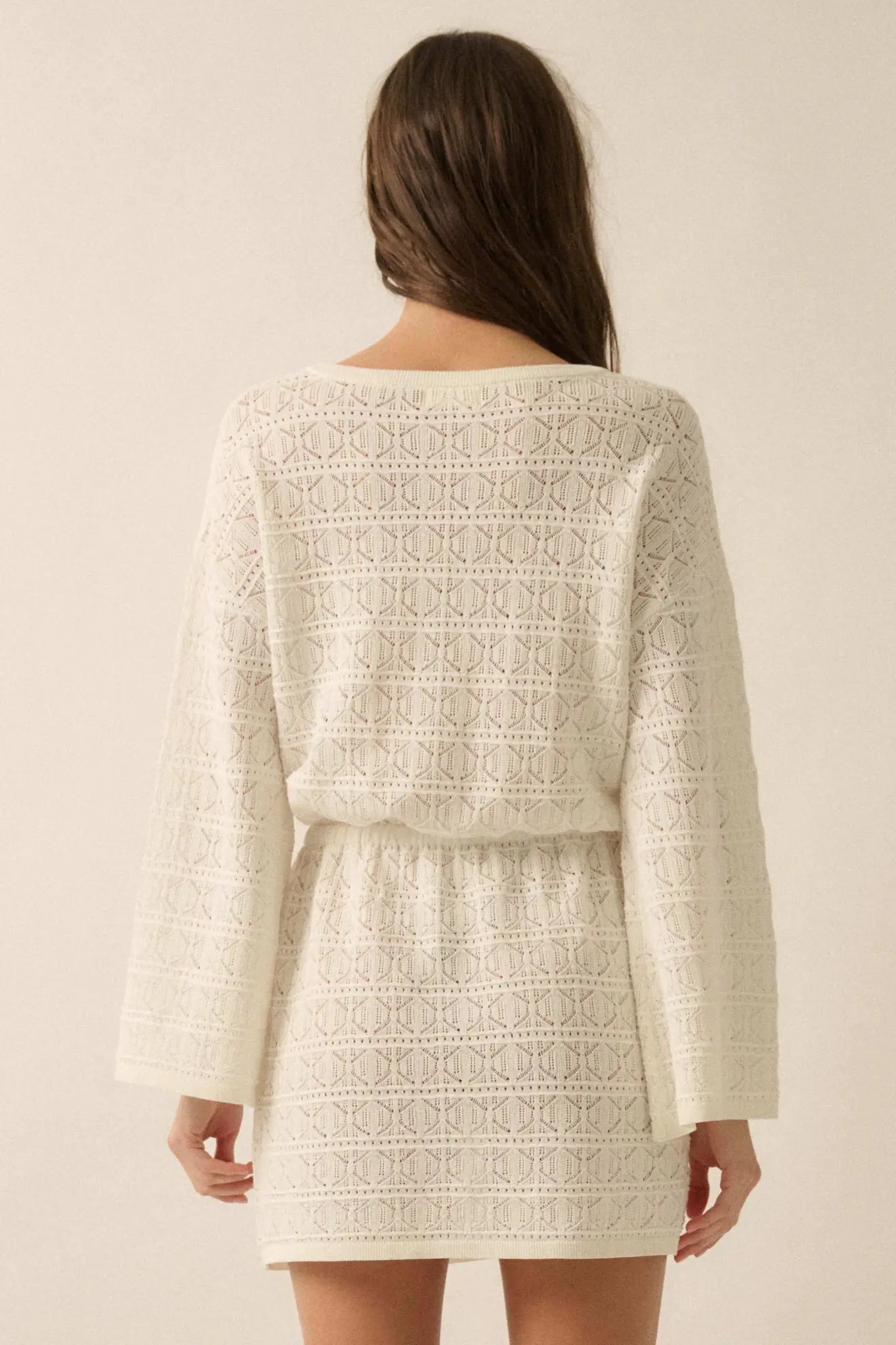 No Worries Pointelle Crochet-Knit Mini Dress