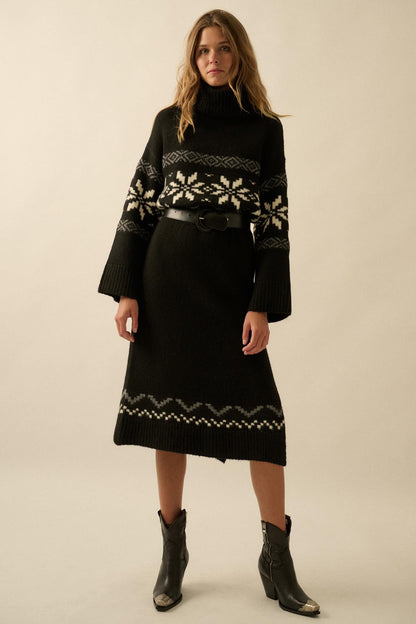 Mountain High Alpine-Knit Midi Sweater Dress
