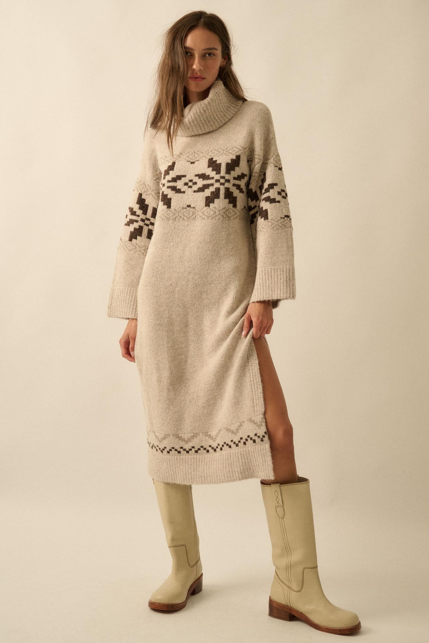 Mountain High Alpine-Knit Midi Sweater Dress