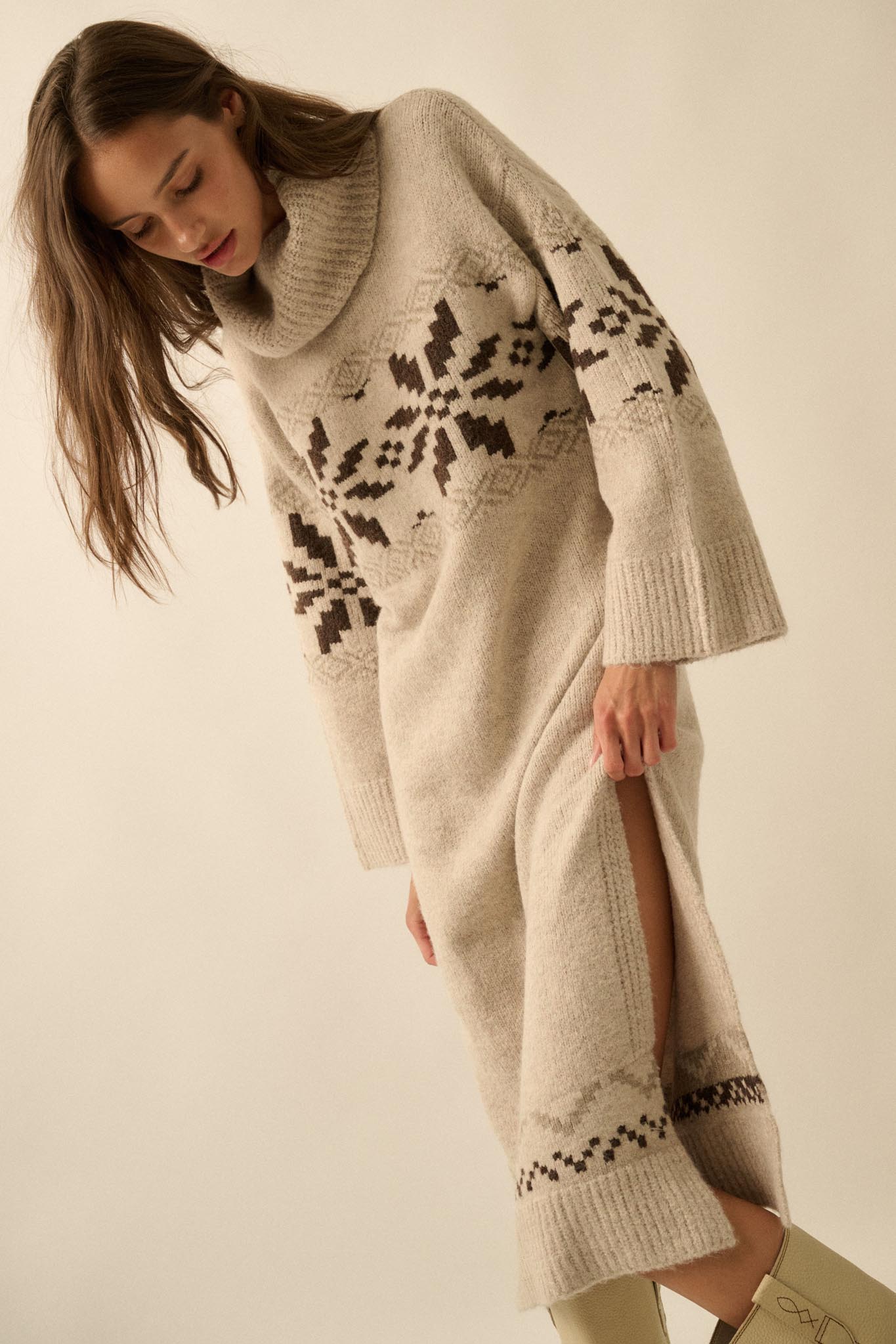 Mountain High Alpine-Knit Midi Sweater Dress