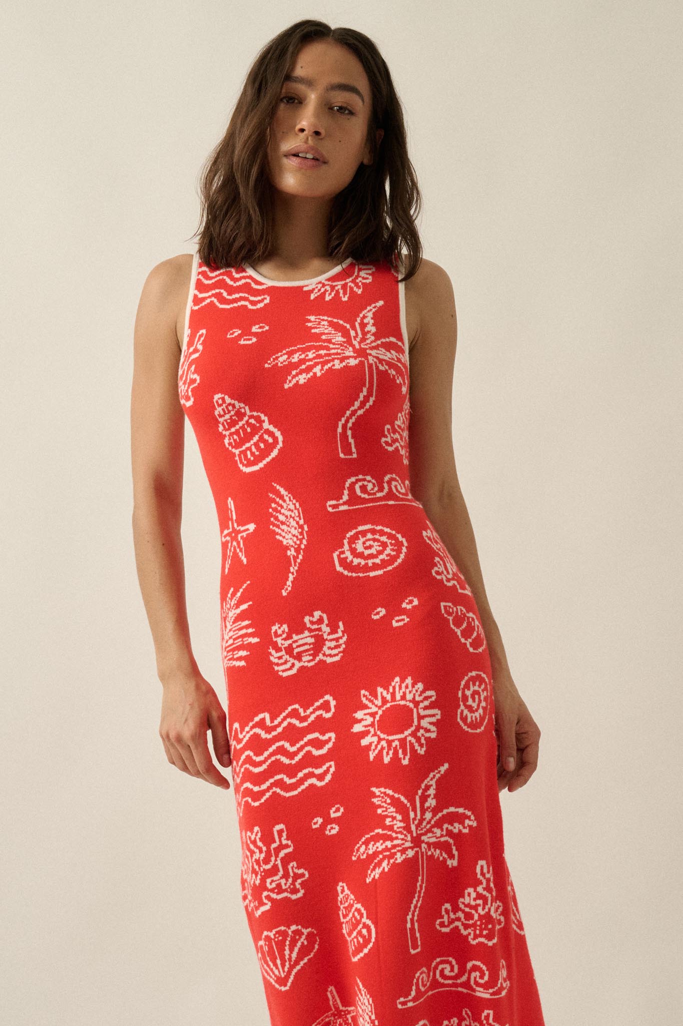 Beach Bliss Nautical Jacquard Midi Sweater Dress