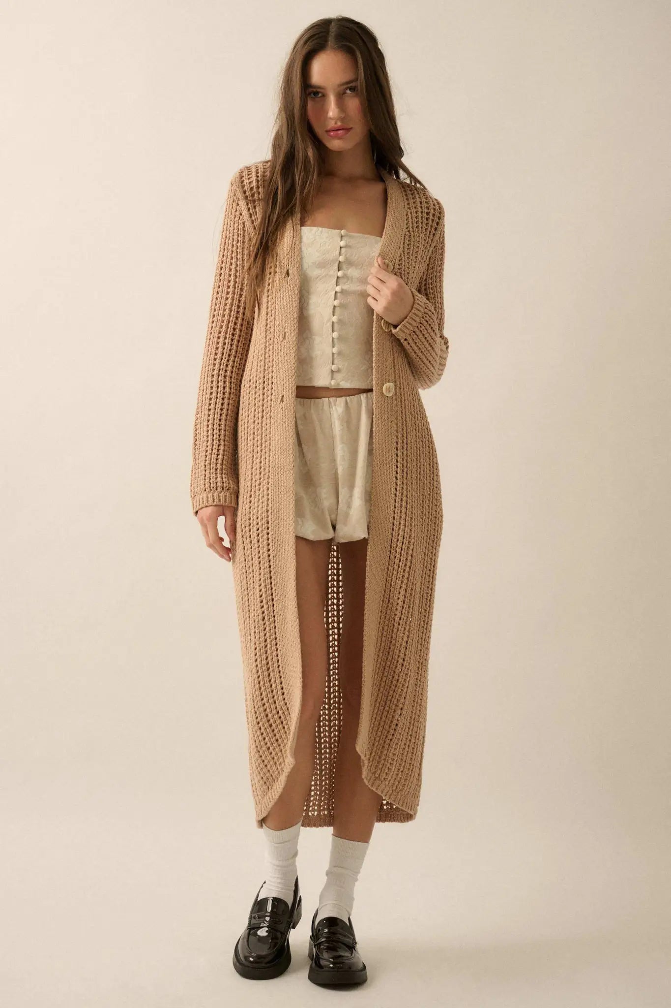 Beautiful Truth Crochet Knit Duster Cardigan
