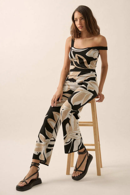Jungle Vibes Tropical Jacquard Knit Pants