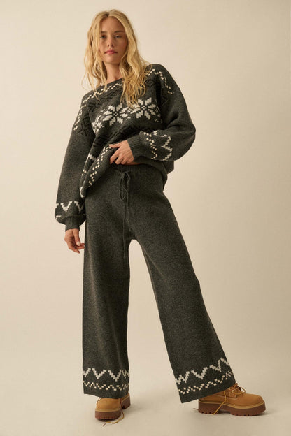 Winter Ridge Alpine Knit Wide-Leg Sweater Pants
