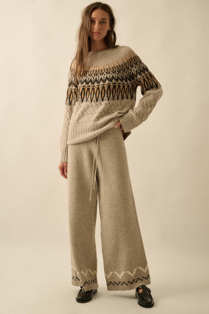Winter Ridge Alpine Knit Wide-Leg Sweater Pants