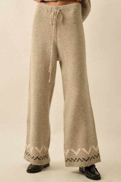 Winter Ridge Alpine Knit Wide-Leg Sweater Pants