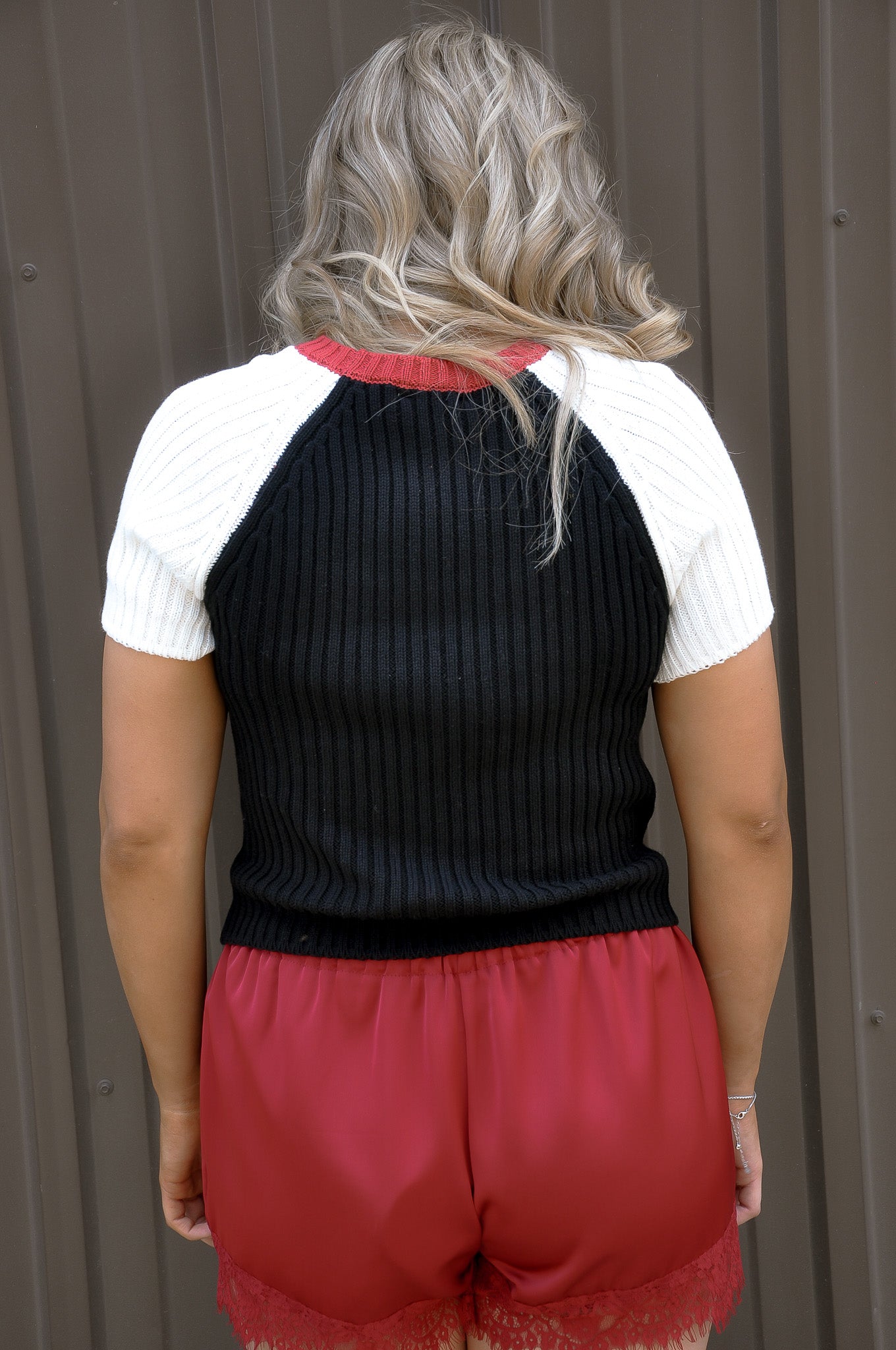 "USA Flag" Raglan SS Ribbed Sweater