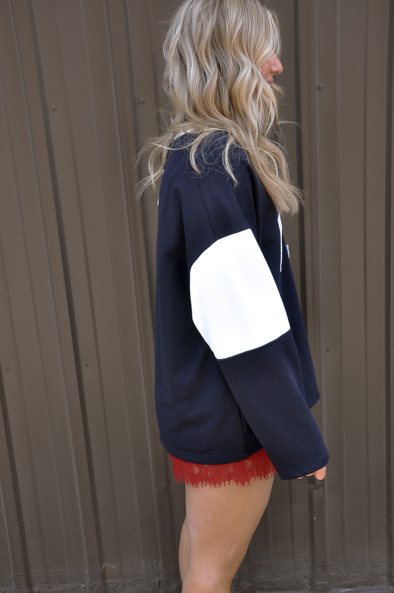 "USA" LS Color Blocked Oversized Shirts