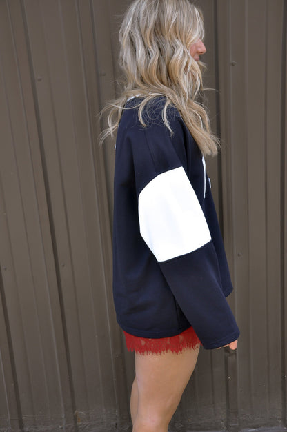 "USA" LS Color Blocked Oversized Shirts