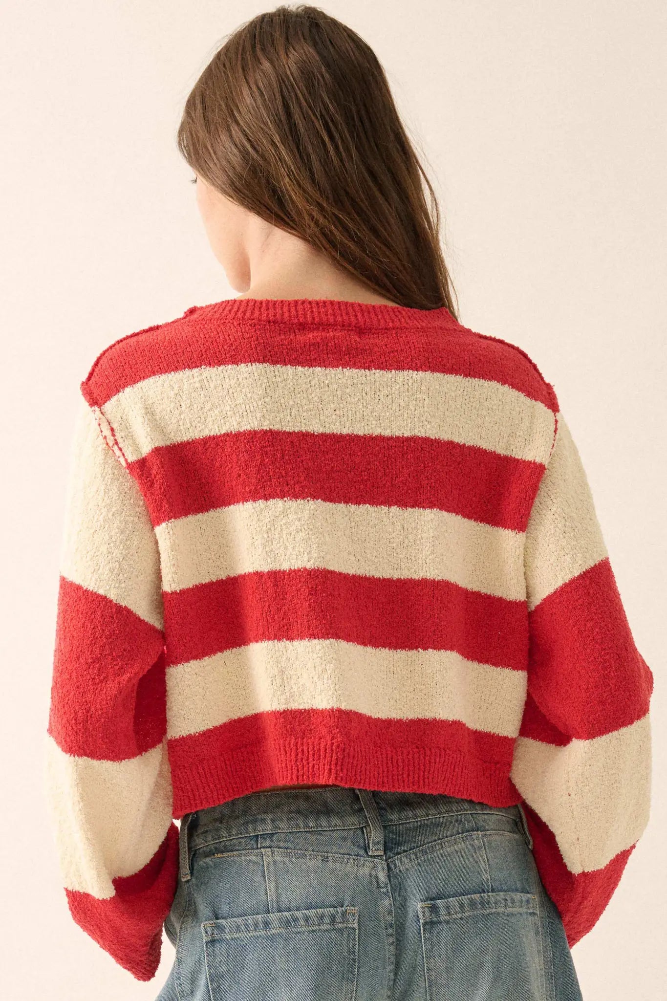 Straight Talk Striped Knit Cropped Sweater