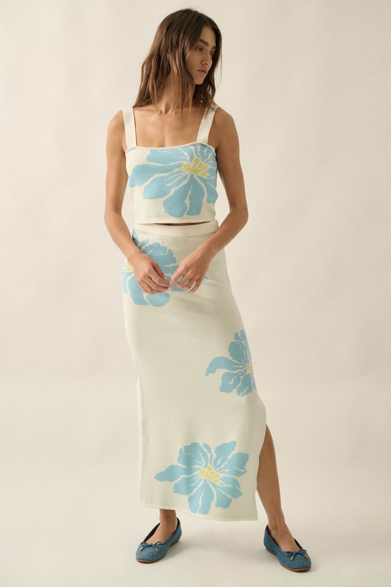Wild Hibiscus Floral Jacquard-Knit Tank Top