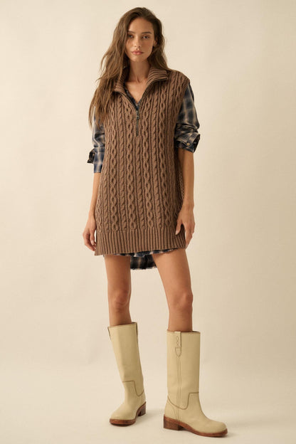 Twist of Fate Cable Knit Oversize Sweater Vest