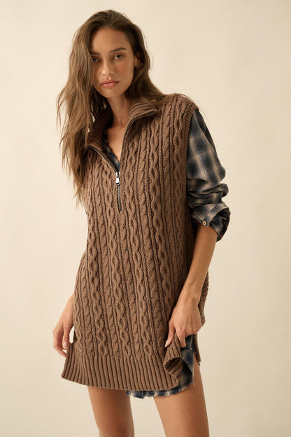 Twist of Fate Cable Knit Oversize Sweater Vest