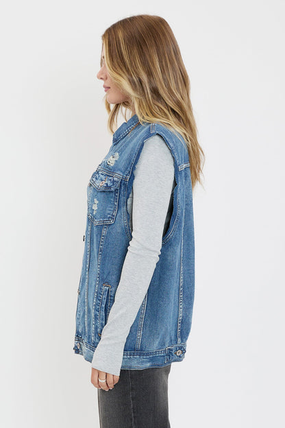Women's Oversized Boyfriend Fit Denim Vest
