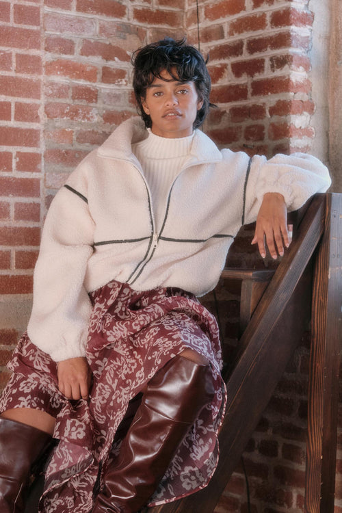 Warming Up Sherpa Fleece Zip-Front Jacket