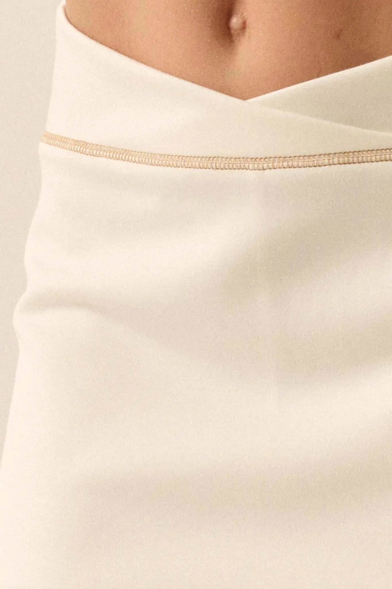 Premium Scuba Contrast-Stitch Crossover Mini Skort