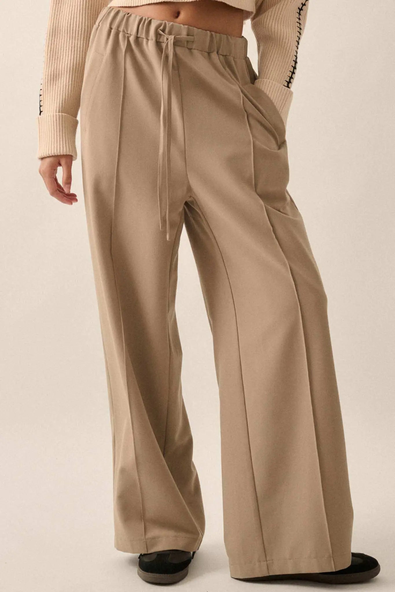 Step Above Twill Wide-Leg Drawstring Pants