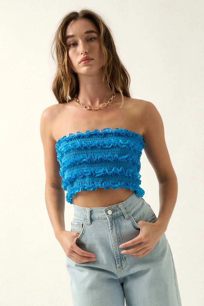 Pure Joy Smocked Ruffle Tube Top
