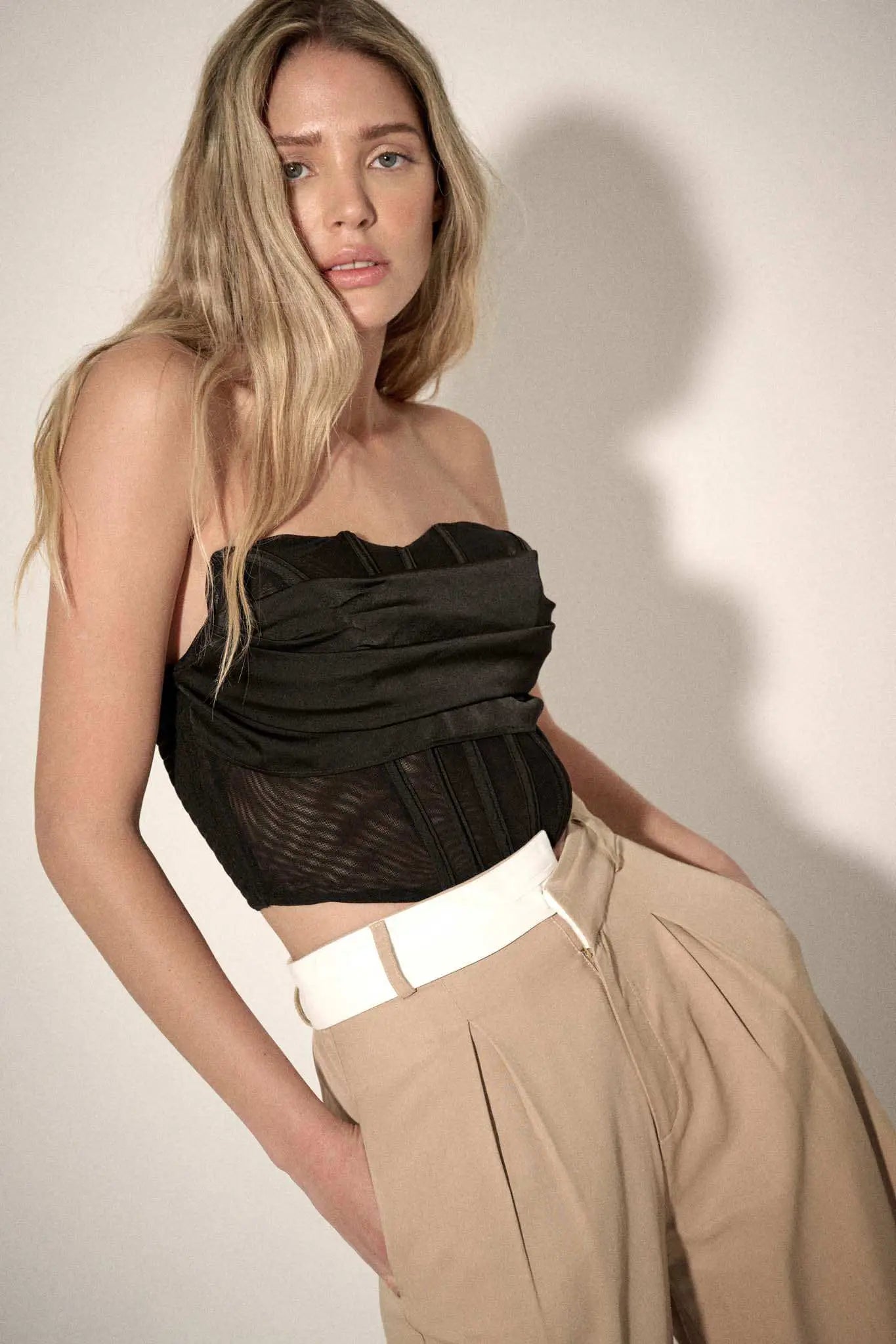 Love Fool Satin Cowl Neck Cropped Corset Top