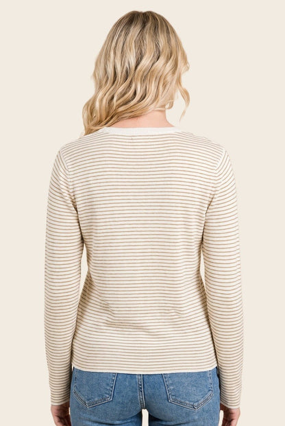 Basic Crew Neck Pinstriped Sweater