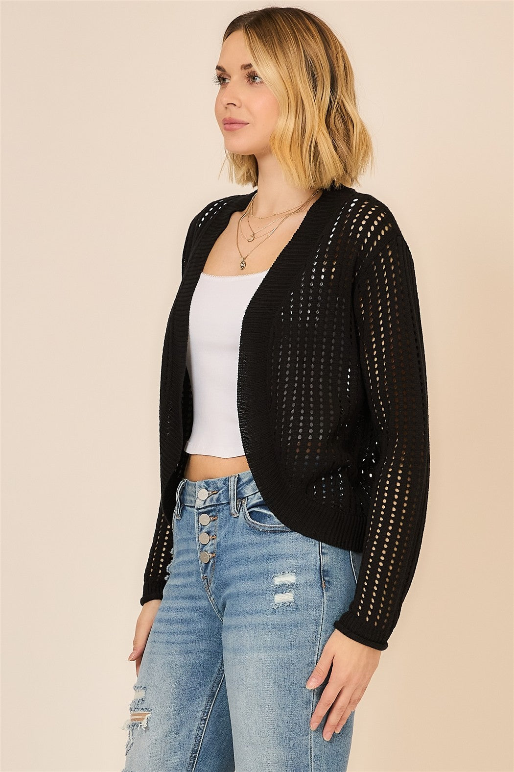 Curvy Open Knit Cocoon Body Cardigan