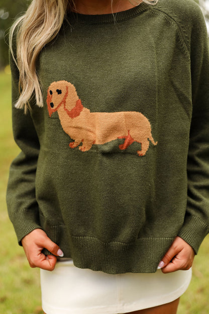Millie Dachshund Sweater - Hunter Green