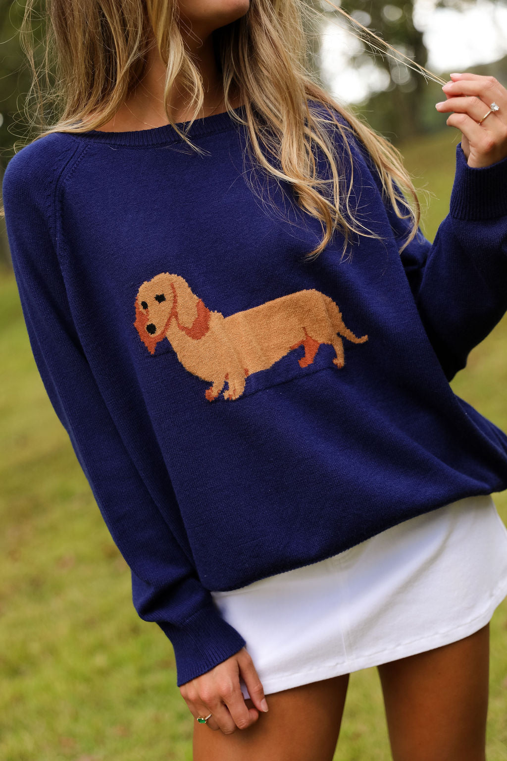 Millie Dachshund Sweater - Navy