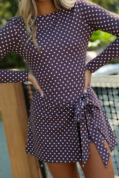 Serena Athletic Dress - Espresso Dot