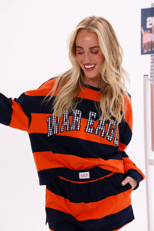 Oversized War Eagle Tee - Auburn Stripe
