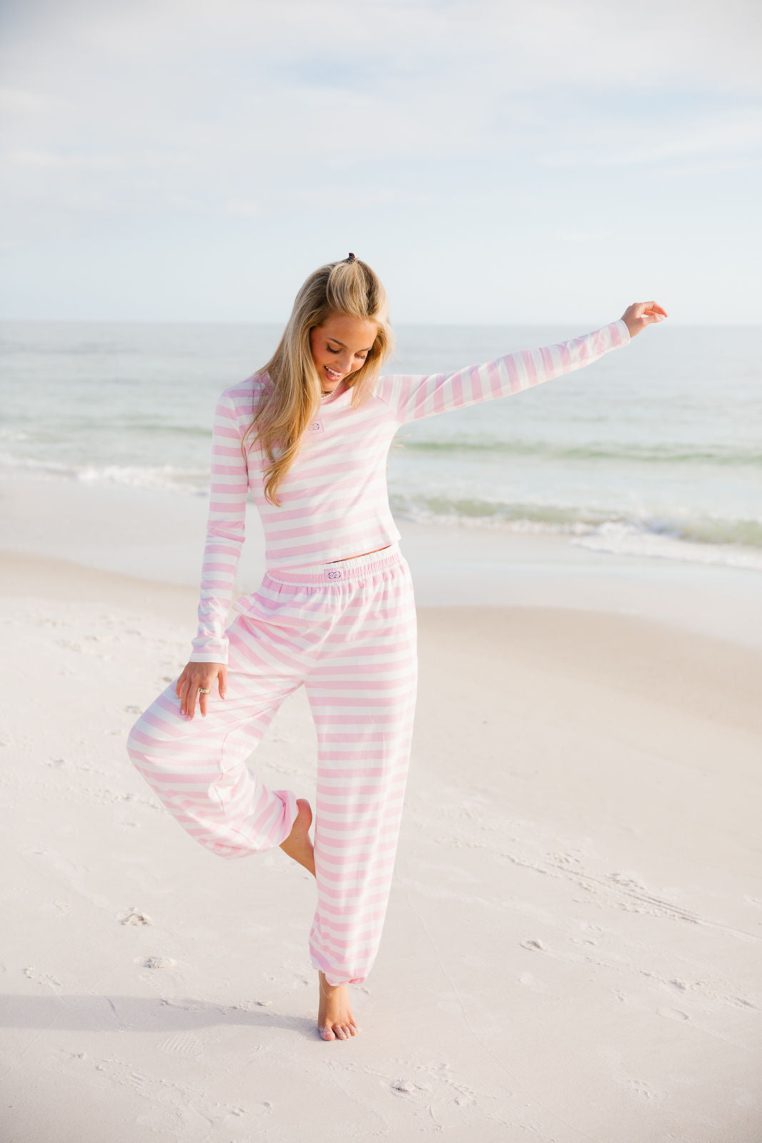 Wide Stripe Jogger Pant - Pink