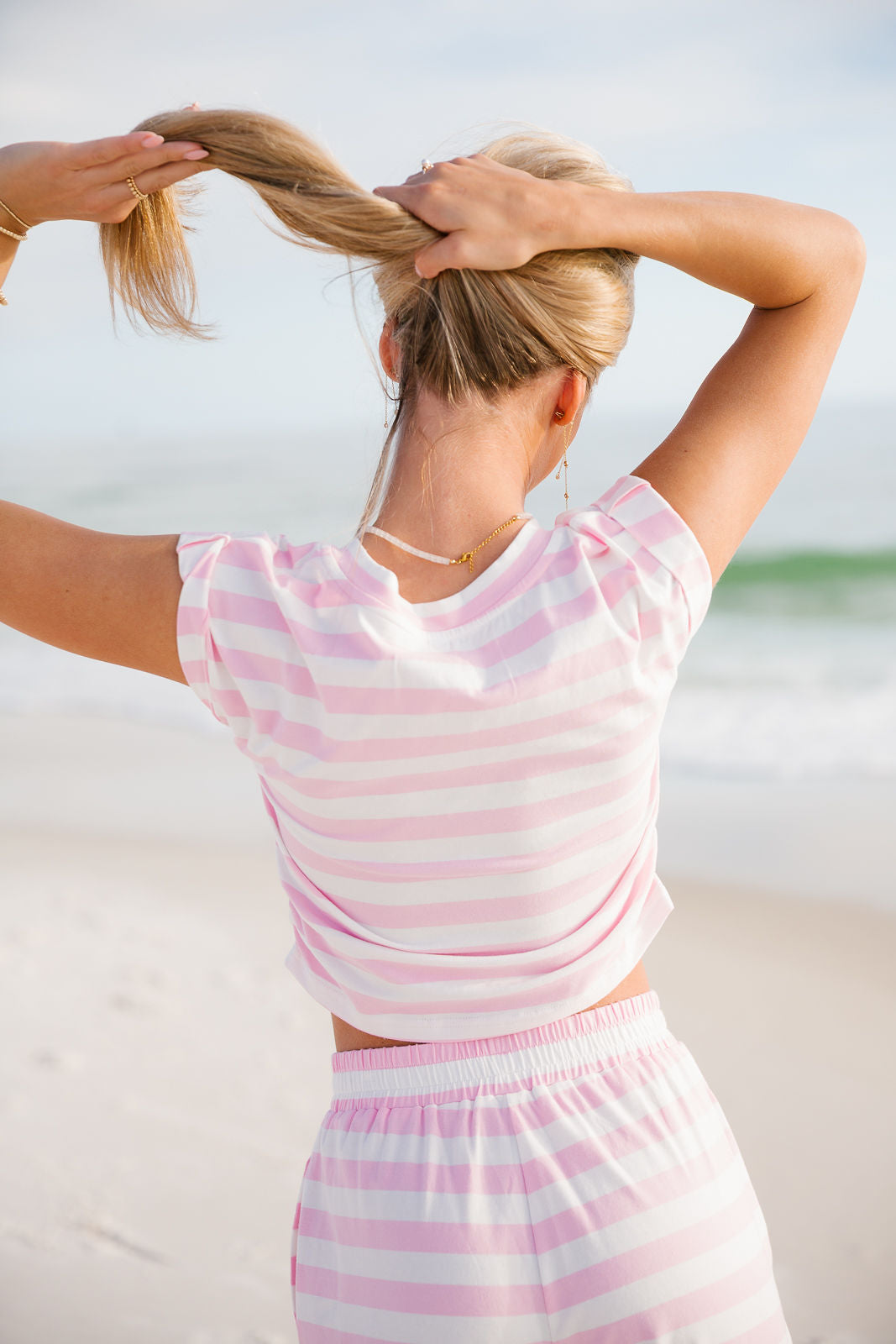 Wide Stripe Baby Tee - Pink