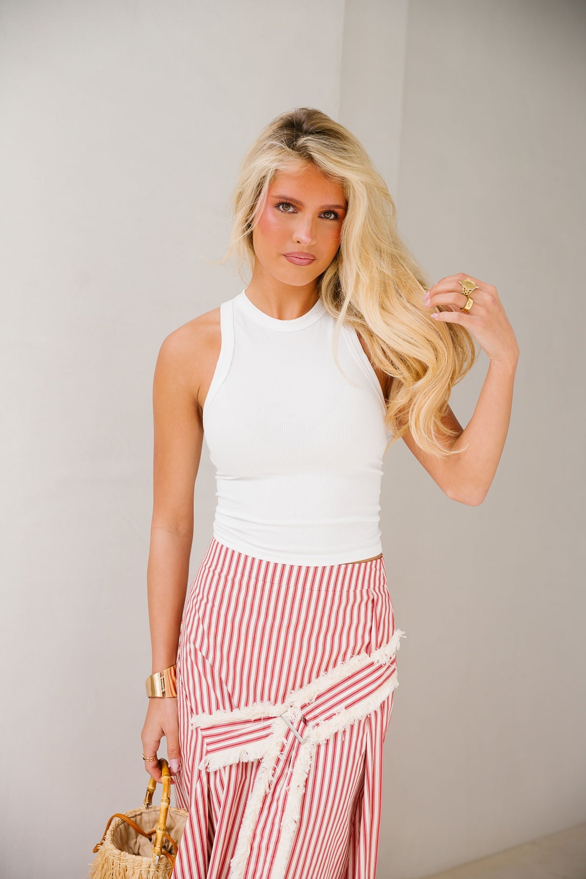 Rowan Skirt - Cherry Stripe