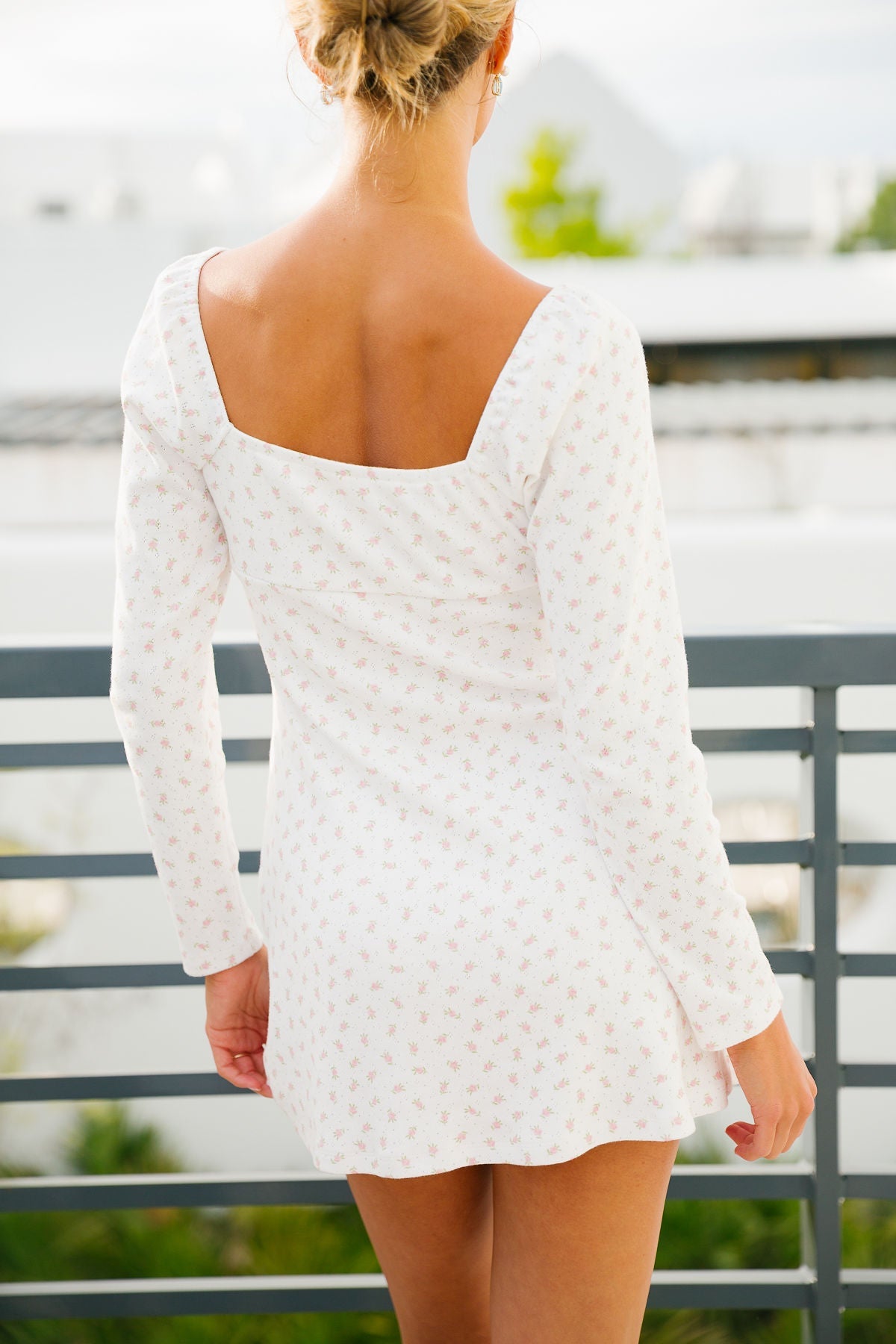 Sweet Rosette Pajama Dress - Pink Floral