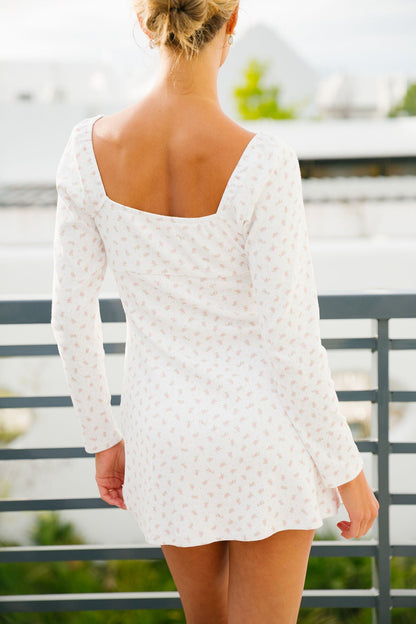 Sweet Rosette Pajama Dress - Pink Floral