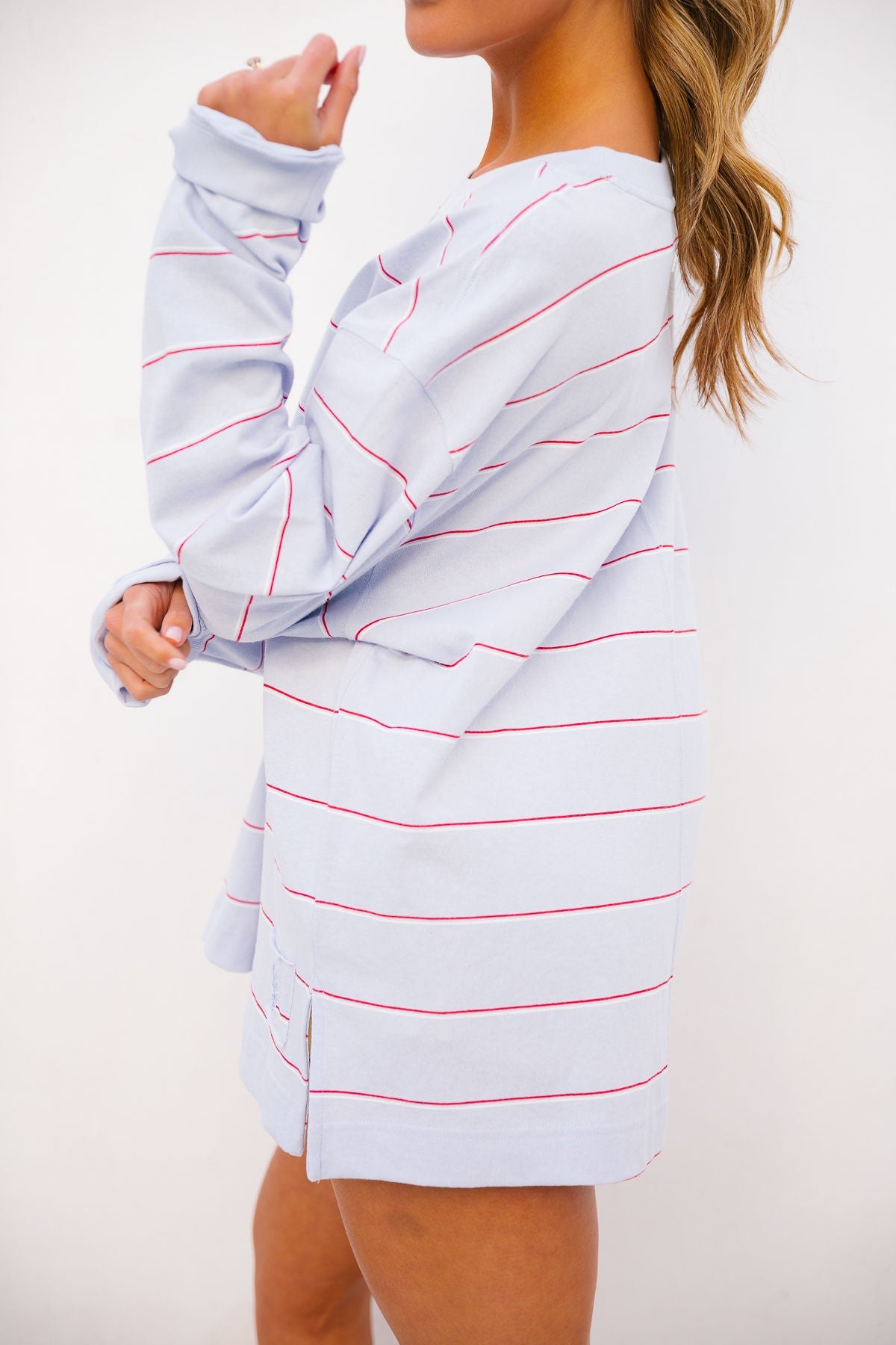 Printed Hustler Layer - Awning Stripe Slate FREE PEOPLE