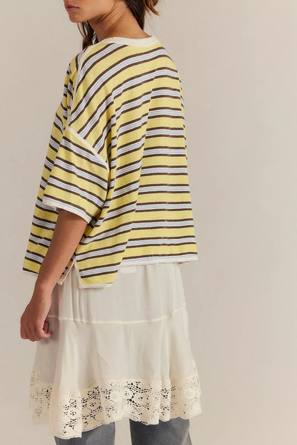 Rugby Tee - Yellow Combo FREE PEOPLE
