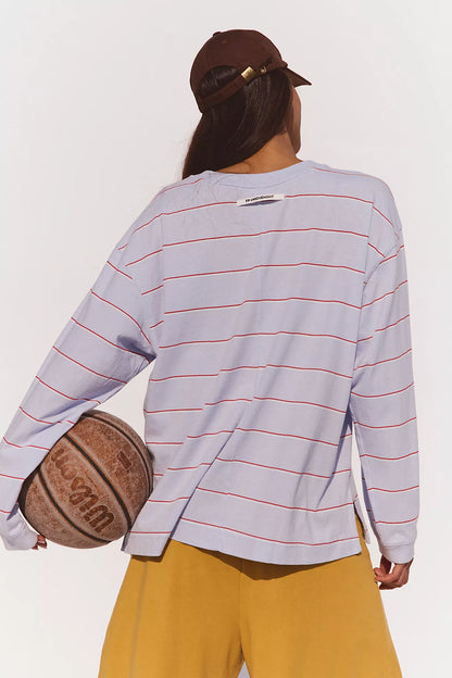 Printed Hustler Layer - Awning Stripe Slate FREE PEOPLE