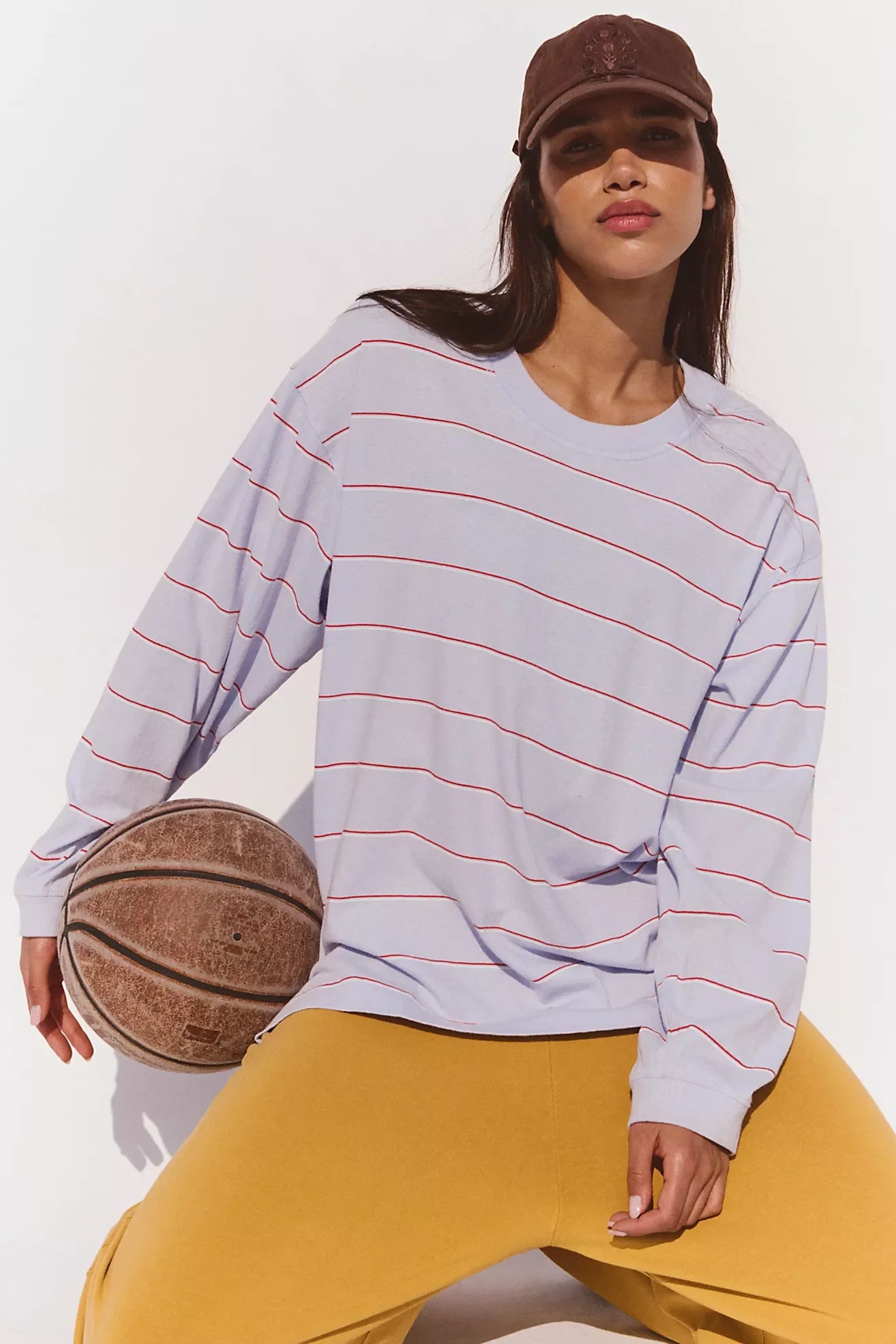 Printed Hustler Layer - Awning Stripe Slate FREE PEOPLE