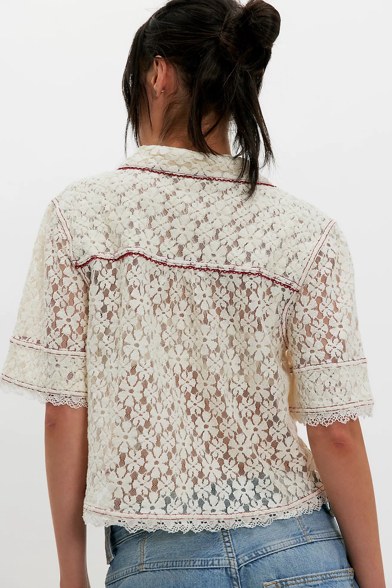 Mannie Lace Buttondown - Whisper White FREE PEOPLE