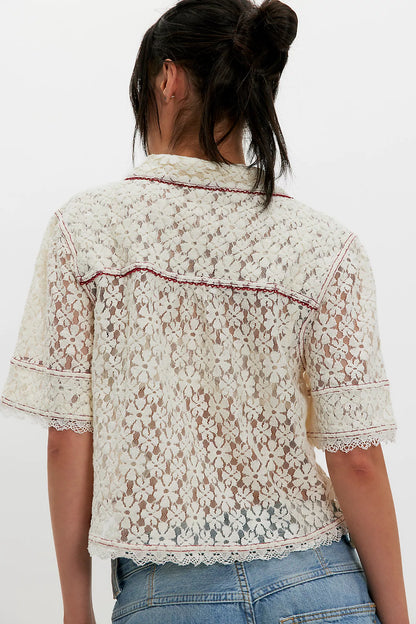 Mannie Lace Buttondown - Whisper White FREE PEOPLE